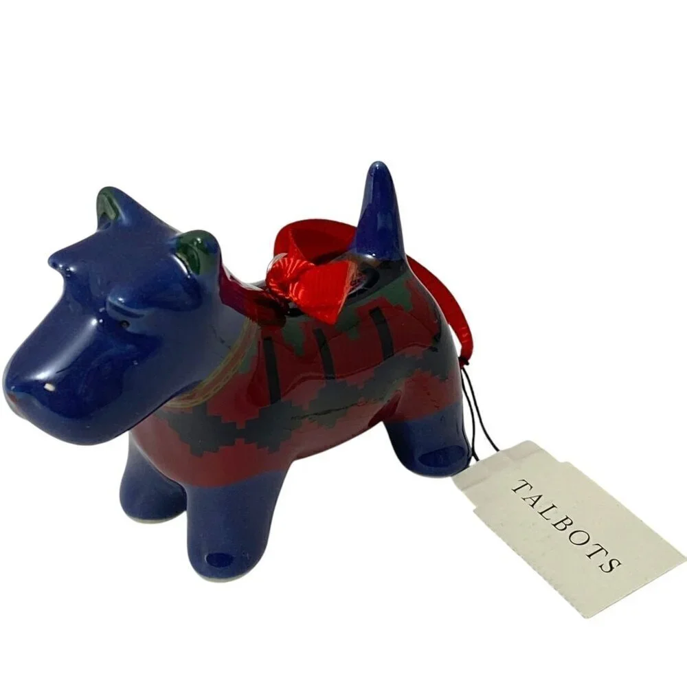 TALBOTS Christmas Ornaments Holiday Car and Dog Ceramic NWT